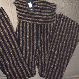 Black & gold tube top romper